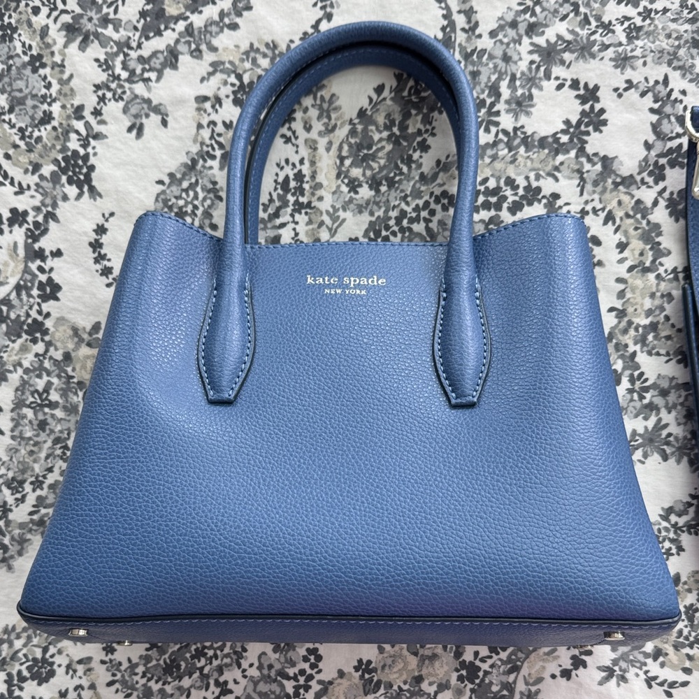 kate spade blue pebbled leather satchel